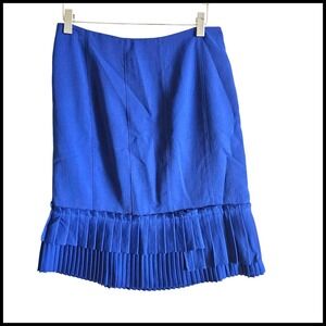 Nanette Lepore Skirt‎ Pleated Ruffle Hem Cobalt Blue Career Party Size 4